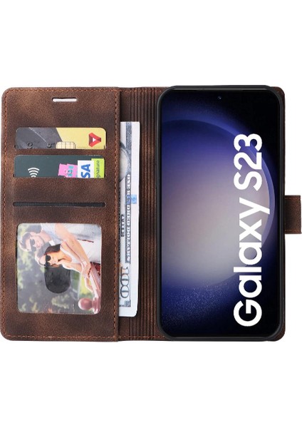 Samsung Galaxy S23 Flip Kapak Için Flip Case Basit Iş Deri Kılıf (Yurt Dışından)