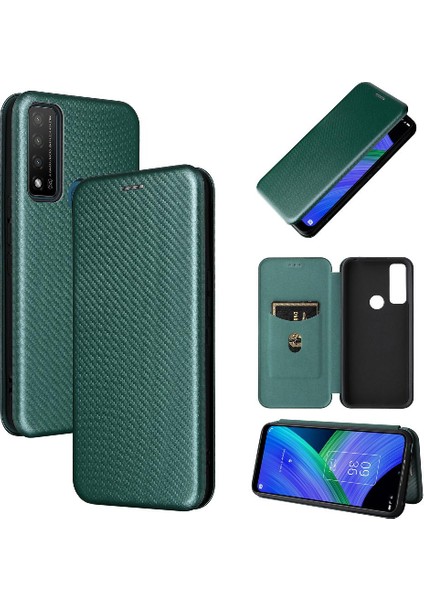 Tcl 20R 5G/20AX Tam Koruma Manyetik Karbon Fiber Kart Flip Için Kılıf (Yurt Dışından)