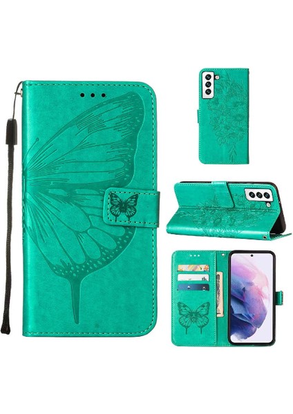 Samsung Galaxy S22 5g Kabartma Kelebek Premium Deri Flip Case (Yurt Dışından)