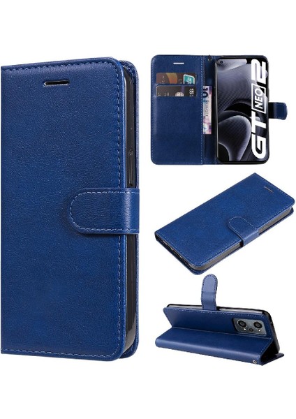 Realme Gt Neo2 Yüksek Kaliteli Deri Klasik Düz Renk Için Flip Case (Yurt Dışından)