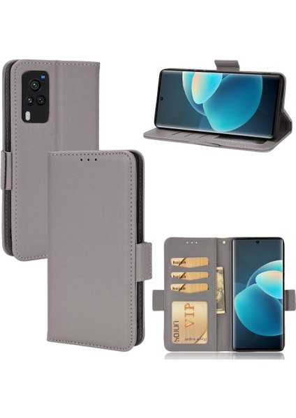 Vivo X60 Pro Pu Deri Kart Yuvaları Için Kılıf Tutucu Manyetik Cüzdan Yan (Yurt Dışından)