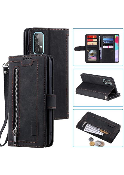 Mellow Shop Samsung Galaxy Için Flip Case A52S 5g Kordon Cüzdan Kickstand 9 Kart Yuvaları (Yurt Dışından)