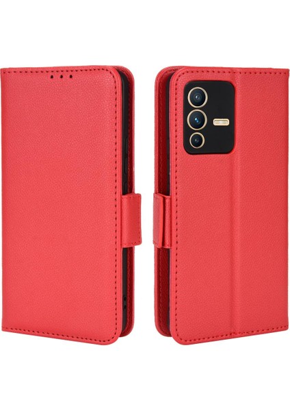 Vivo V23 Pro Kart Yuvaları Için Kılıf Tutucu Cüzdan Yan Toka Manyetik Pu (Yurt Dışından)