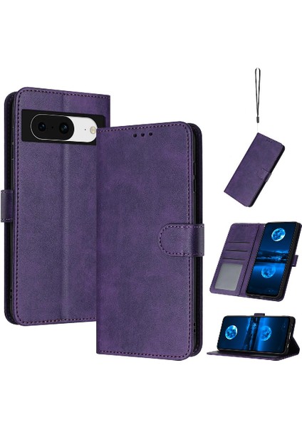 Pu ile Kart Yuvası Saf Renk ile Google Piksel 8 Kickstand Için Flip Case (Yurt Dışından)