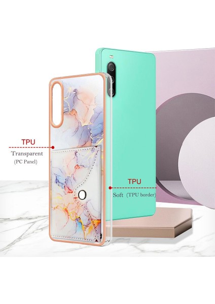 Sony Xperia 10 Iv Yumuşak Tpu Tampon Mermer Ince Cüzdan Kart Yuvaları Için Kılıf (Yurt Dışından) modelleri