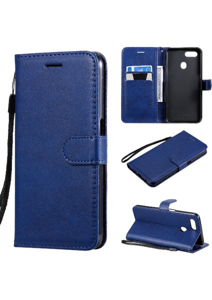 Oppo A7 Için Flip CASE/A5S Iş Cüzdan Telefon Kılıfı Klasik Düz Renk (Yurt Dışından)