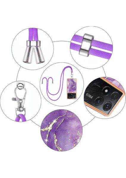 Xiaomi Poco X6 Pro Mermer Crossbody Kordon Askısı Tampon Yumuşak (Yurt Dışından)