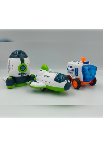 Astronot Figürlü Üçlü Uzay Aracı Seti