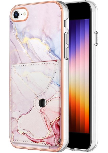 Iphone Se 2022/2020 Ince Cüzdan Yumuşak Tpu Tampon Kart Yuvaları Mermer (Yurt Dışından)