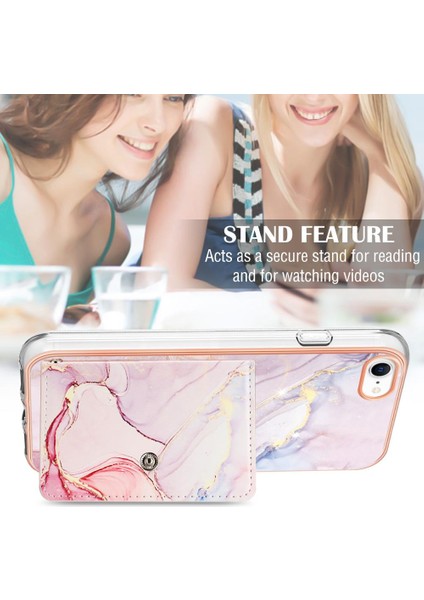 Iphone Se 2022/2020 Ince Cüzdan Yumuşak Tpu Tampon Kart Yuvaları Mermer (Yurt Dışından)