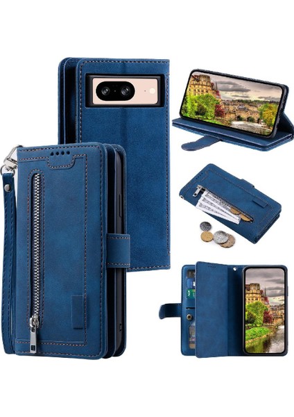 Google Piksel 8 Cüzdan 9 Kart Yuvaları Için Flip Case Kickstand Kordon Pu (Yurt Dışından)