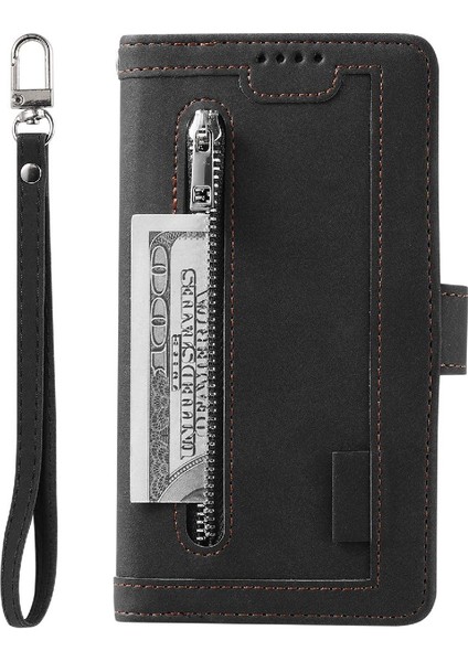 Samsung Galaxy S21 Ultra Kordon Cüzdan Pu Deri 9 Kart Için Flip Case (Yurt Dışından)