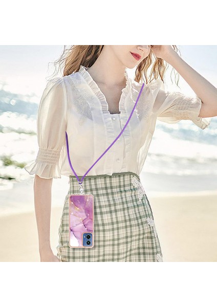 Motorola Moto G34 Tampon Mermer Crossbody Kordon Askısı Yumuşak (Yurt Dışından)