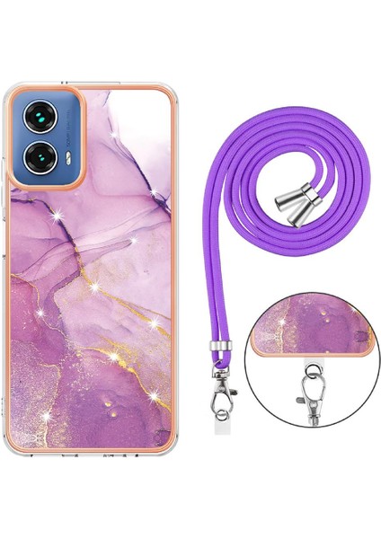 Motorola Moto G34 Tampon Mermer Crossbody Kordon Askısı Yumuşak (Yurt Dışından)