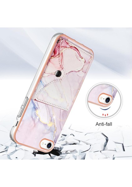 Iphone Se 2022/2020 Ince Cüzdan Yumuşak Tpu Tampon Kart Yuvaları Mermer (Yurt Dışından)