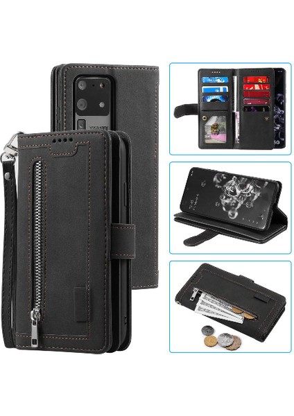 Samsung Galaxy S21 Ultra Kordon Cüzdan Pu Deri 9 Kart Için Flip Case (Yurt Dışından) fırsatları
