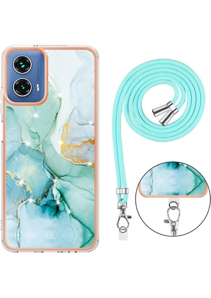 Motorola Moto G34 Tampon Mermer Crossbody Kordon Askısı Yumuşak (Yurt Dışından)