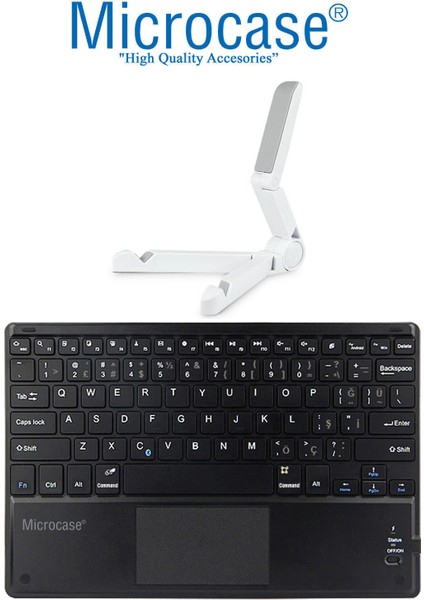 Apple iPad Pro 11 2024 Tablet Için Bluetooth Touchpad Klavye 25 cm (Tr Sticker) + Tablet Standı - AL2758