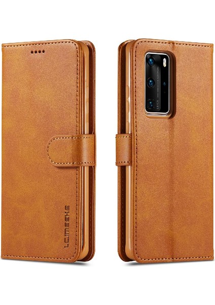 Huawei P40 Buzağı Doku Yatay Kapak Kılıf Için Tutucu ile (Yurt Dışından)