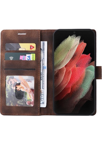 Samsung Galaxy S21 Için Flip Case Ultra Darbeye Deri Kılıf Kapak Çevirin (Yurt Dışından) modelleri