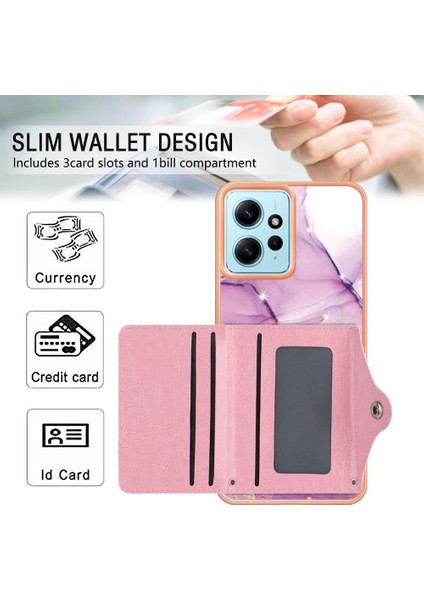 Xiaomi Redmi Için Not 12 4g Mermer Ince Cüzdan Yumuşak Tpu Tampon Kartı (Yurt Dışından) modelleri