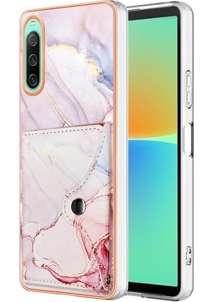 Sony Xperia 10 Iv Yumuşak Tpu Tampon Mermer Ince Cüzdan Kart Yuvaları Için Kılıf (Yurt Dışından)