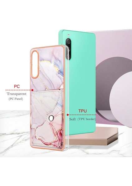 Sony Xperia 10 Iv Yumuşak Tpu Tampon Mermer Ince Cüzdan Kart Yuvaları Için Kılıf (Yurt Dışından) fiyatları