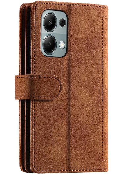 Xiaomi Redmi Not Için Flip Case 13 Pro 4g Kordon 9 Kart Yuvaları Pu Deri (Yurt Dışından)