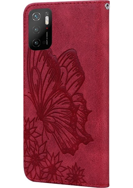 Xiaomi Poco M3 Pro Büyük Kelebek Kickstand Koruyucu Deri Kılıf (Yurt Dışından)