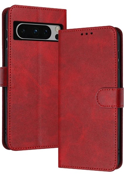 Google Piksel 8 Pro Saf Renk Kickstand Pu Deri ile Flip Case (Yurt Dışından)