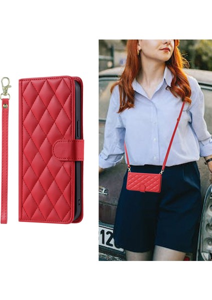 Huawei P30 Lite Kılıf Için Cüzdan Kapaklı Çapraz Askılı Boyun Askısı Tasarımı (Yurt Dışından)