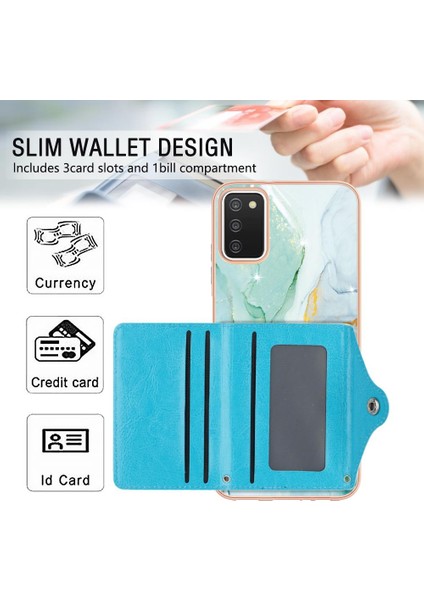 Samsung Galaxy A03S Mermer Ince Cüzdan Kart Yuvaları Yumuşak Tpu Tampon (Yurt Dışından)