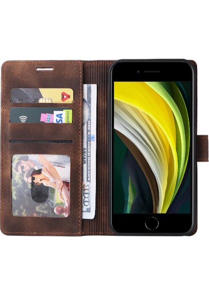 Iphone Se 2022/2020 Deri Çanta Cüzdan Basit Iş Için Flip Case (Yurt Dışından)