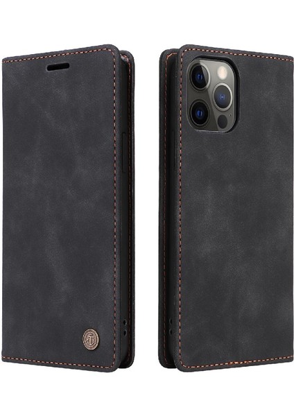 Iphone 12 Için Flip Case Pro Max Cüzdan Darbeye Kapak Kapak Basit Kılıf (Yurt Dışından)