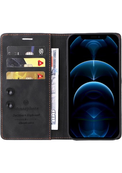 Iphone 12 Için Flip Case Pro Max Cüzdan Darbeye Kapak Kapak Basit Kılıf (Yurt Dışından)