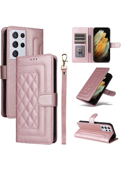 Samsung Galaxy S21 Ultra Darbeye Deri Kılıf Için Flip Case Basit (Yurt Dışından)