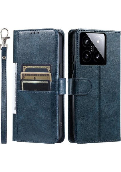Xiaomi 14 Kickstand Cüzdan Pu Deri 6 Kart Yuvaları Için Flip Case (Yurt Dışından)
