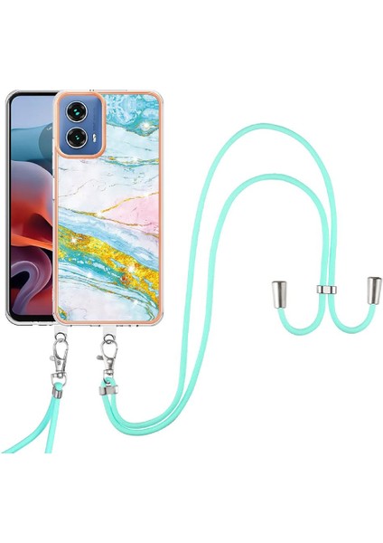 Motorola Moto G34 Tampon Mermer Crossbody Kordon Askısı Yumuşak (Yurt Dışından)