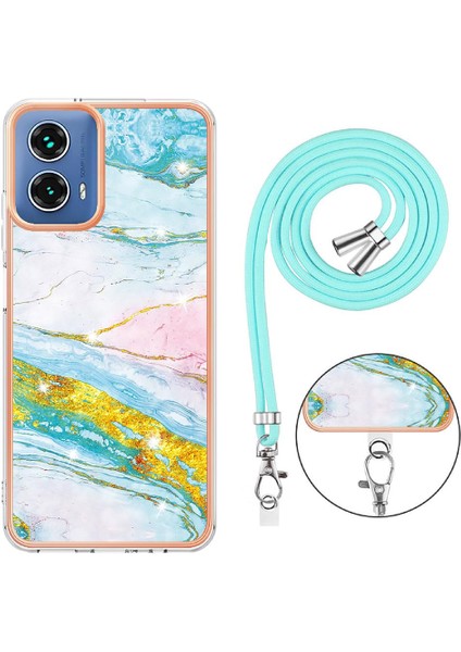 Motorola Moto G34 Tampon Mermer Crossbody Kordon Askısı Yumuşak (Yurt Dışından)