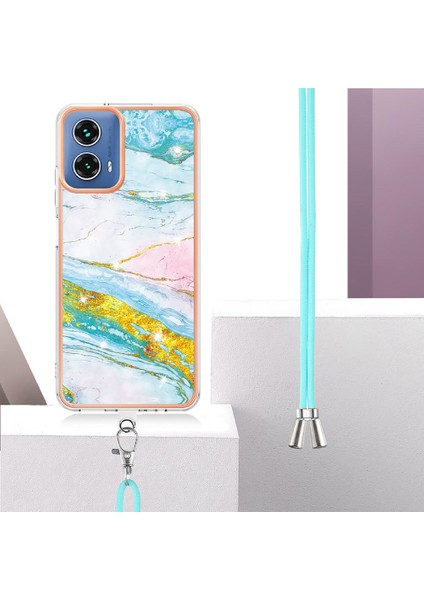 Motorola Moto G34 Tampon Mermer Crossbody Kordon Askısı Yumuşak (Yurt Dışından)
