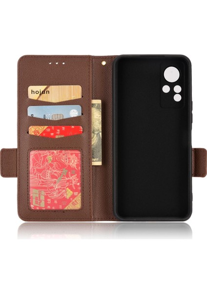 Infinix Not 12 Için Kılıf Cüzdan Pu Deri Manyetik Kart Yuvaları Tutucu Yan (Yurt Dışından)