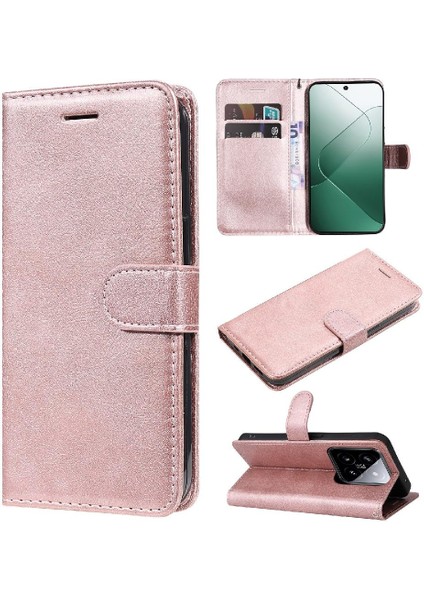 Xiaomi 14 Için Flip Case Klasik Düz Renk Yüksek Kaliteli Deri Iş (Yurt Dışından)
