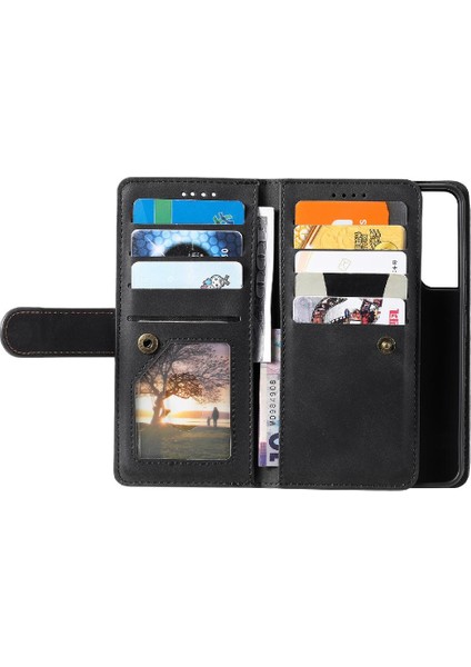 Samsung Galaxy S22 Artı Pu Deri Kickstand Kordon Cüzdan Için Flip Case (Yurt Dışından)