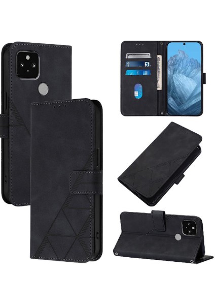 Google Piksel 5 Için Kılıf Cüzdan Kapak Kredi Kartı Tutucu Flip Folio Kitap Pu (Yurt Dışından)