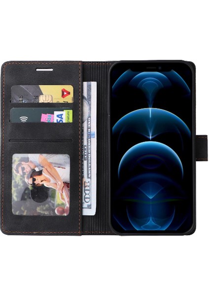 Iphone 12 Için Flip Case Pro Max Darbeye Cüzdan Deri Kılıf Basit (Yurt Dışından)