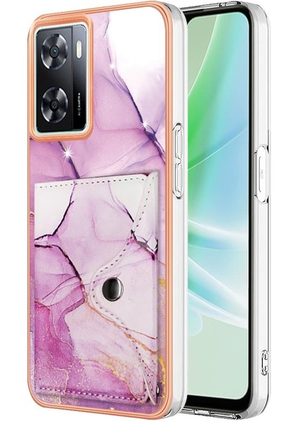 Oppo A57 4g/5g Için Kılıf 2022 Yumuşak Tpu Tampon Ince Cüzdan Mermer Kart Yuvaları (Yurt Dışından)