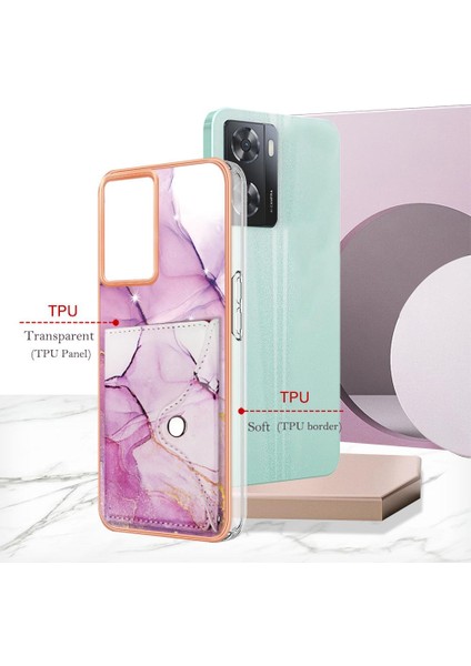 Oppo A57 4g/5g Için Kılıf 2022 Yumuşak Tpu Tampon Ince Cüzdan Mermer Kart Yuvaları (Yurt Dışından)