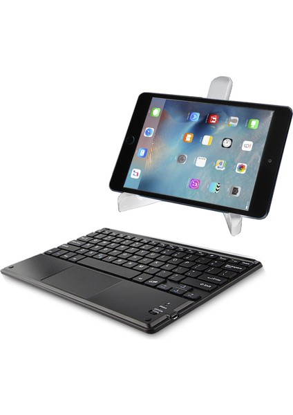 Apple iPad Air 11 2024 Tablet Için Bluetooth Touchpad Klavye 25 cm (Tr Sticker) + Tablet Standı -AL2758