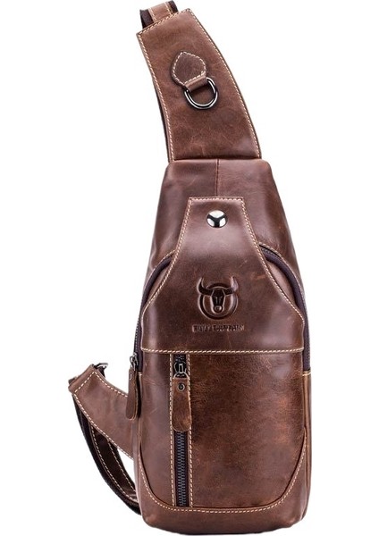 Erkek Omuz Crossbody Çanta Birinci Katman Sığır Derisi Ön Omuz Çantası (Yurt Dışından)