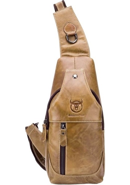 Erkek Omuz Crossbody Çanta Birinci Katman Sığır Derisi Ön Omuz Çantası (Yurt Dışından)